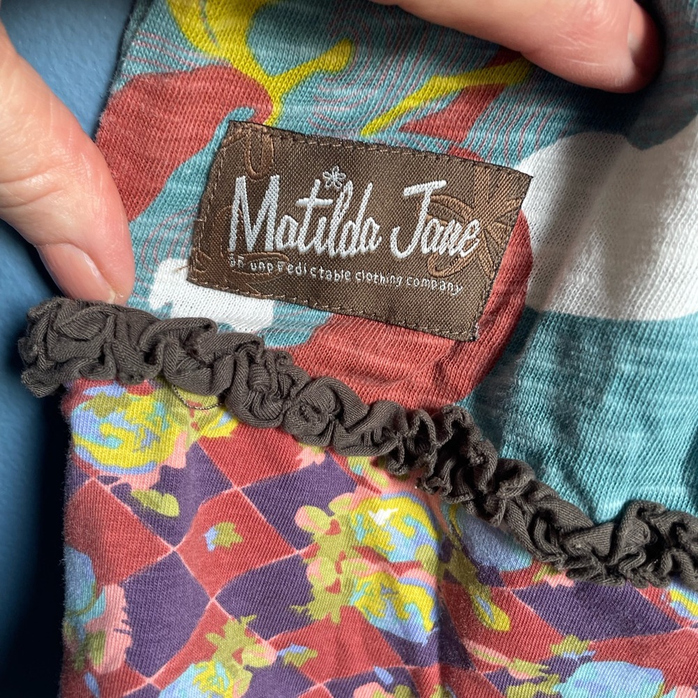 Matilda Jane Adriana Multi Colored Girls Boho Dress Size 6 Eyelet Trim Ruffles - Picture 12 of 12